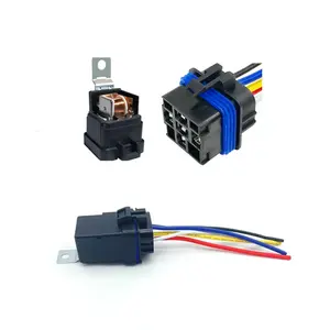 Relé automático de 12V de CC, 40A, 14Vdc, 4 pines, resistente al agua, relé automotriz integrado con cable, 12V, 5 pines, con arnés de cableado