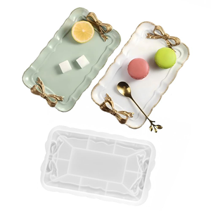 New European-style Patterned Storage Tray Silicone <b>Mold</b> DIY square Candle Tray Gypsum Silicone <b>Mold</b> - Product Image 1