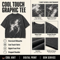 T-shirt Streetwear Oversize Personnalisé à Impression Numérique, 260g, 100% Coton Jersey, Col Rond, OEM, Respirant, pour Homme