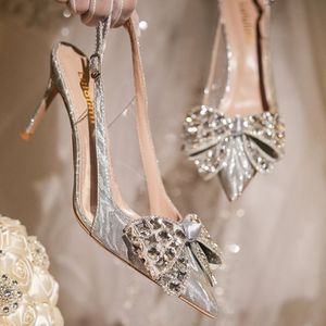 6CM/8CM/10CM New Model Zapatos De Mujer Slingback Rhinestone <b>Closed</b> <b>Toe</b> Stiletto <b>Heels</b> for Women Ladies Pumps - Product Image 3