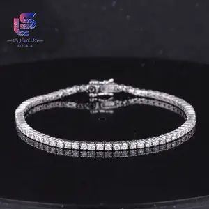 10K weißes Gold 2mm Lab-Diamantkette Tenniskette Armband für Damen