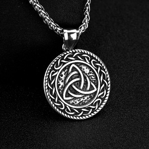 Stainless Steel Pendant <b>Necklace</b> Men <b>Celtic</b> Knot Design Round Geometric Pattern Gift Jewelry Fashion Accessory - Product Image 3