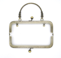 Cloxy DIY Quincaillerie Métallique pour Fabrication de Sacs, Anse de Sac 18/20 cm, Fermoir Vintage Embossé en Métal, Cadre de Porte-Monnaie Carré
