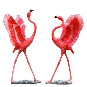 Sculpture de flamant rose en fibre de verre sur mesure, taille réelle, pour la décoration de jardin, de parc et de paysage - Product Image 4