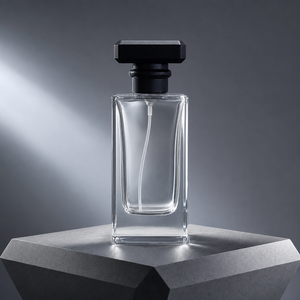 Contemporary Square Clear Glass Thick Wall Black Decorative Cap Fine <b>Mist</b> Spray Luxury Display Empty Perfume <b>Bottle</b> - Product Image 1