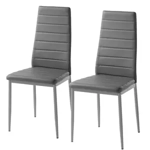Guter Verkauf billiger Stuhl schwarz verchromte Metall beine PU Silla Restaurant Espalda Alta hohe Rückenlehne KD Esszimmers tühle