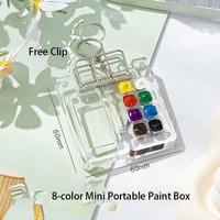 Boîte de peinture aquarelle miniature portable en bois de noyer et acrylique, boîte de dessin de voyage avec zone de mélange des couleurs pour les artistes, fournitures artistiques