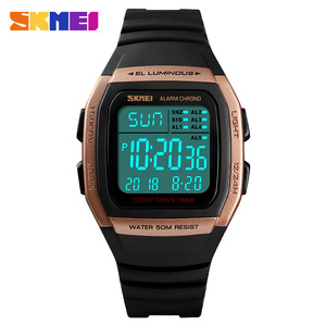 Skmei Men's Digital Watch Water Resistant 50M Alarm Chrono Sport Watch Black Rose Gold - Product Image 1