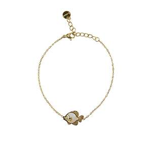 Fine <b>Charm</b> Bracelet 316L Stainless Steel PVD Gold Plating Fish Pendant Sustainable Resistant Jewelry - Product Image 1