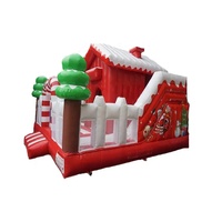 Aire de jeux gonflable sur le thème du Père Noël avec toboggan, château gonflable en PVC robuste pour les anniversaires et les fêtes de Noël des enfants