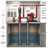 Système de pompe à incendie électrique diesel à turbine verticale de 500 GPM avec pompe jockey pour réservoir d'eau d'incendie souterrain