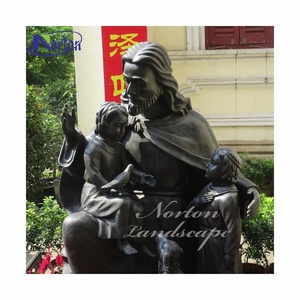 Vente en gros de Christ religieux catholique avec enfants Statue grandeur nature en métal Bronze Jésus avec enfants Statue Sculpture à vendre - Product Image 4