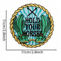 Patch brodé personnalisé style western, motif cactus et cowboy, thermocollant et à coudre, pour chapeaux, vêtements, sacs, fourniture en gros, badge DIY