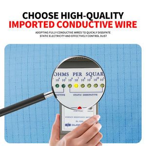 เสื้อโค้ท2% ลวดนำไฟฟ้าทำจากผ้าฝ้าย34% โพลีเอสเตอร์64% ในตาราง0.5ชุดทำงานป้องกันไฟฟ้าสถิตย์สีฟ้าสำหรับใช้ในเวิร์คช็อปฤดูใบไม้ร่วง - Product Image 4