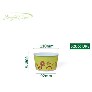 Imprimé multi-taille à emporter en gros 520cc chanceux jaune spirale Double PE papier bol jetable papier saladier Philippines - Product Image 2