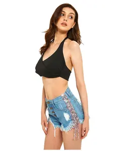 Perles côté couture gland jean femmes Shorts magnifiques déchiré femmes robes Denim Shorts jean mode bouton mouche