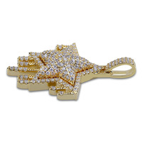 Colliers pour hommes et femmes de style hip-hop, entièrement ornés de pendentifs pentagrammes en zircon.
