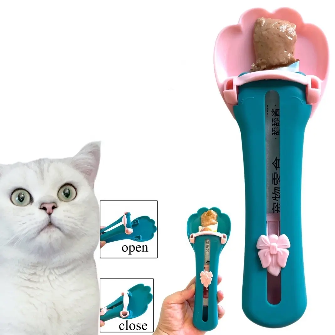 Cat Treats Scoop Feeder Feeding Spoon Cat Strip Squeezer Pet Canned Spoon Shovel Liquid Snack Spoon