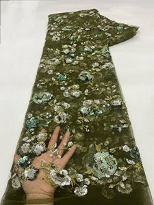 NI.AI New Design Floral Embroidered <strong>Sequin</strong> Lace Net Fabric Flower Sequence Beaded Lace Fabric <strong>Sequin</strong> Beaded Lace - Product Image 4