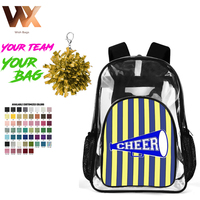 Sac à dos personnalisable léger avec sangles réglables pour équipe de cheerleading, garçons et filles, pour usage quotidien, sac à dos transparent