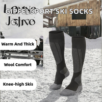 Chaussettes de ski et de snowboard GipfelSport en laine mérinos épaisse pour l'automne, pour enfants, hommes et femmes - Tricotées, fourniture ODM, chaudes, hauteur genou, noires, taille 45-47