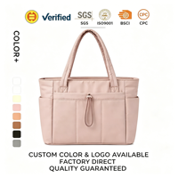 Sac fourre-tout quotidien pour femme avec compartiment intégré pour ordinateur portable, poche pour trolley, poche arrière zippée discrète, sac à main léger multi-poches personnalisable