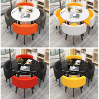 Ensemble Table et Chaises de Salle à Manger Moderne 4 Places, Design Économique en Bois pour Café, Magasin ou Salon, Gain de Place