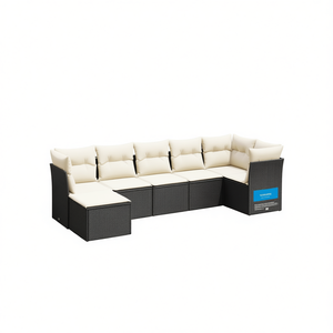 Modular Garden <b>Sofa</b> <b>Set</b> Black PE Rattan Outdoor Furniture Durable Contemporary Design - Product Image 1