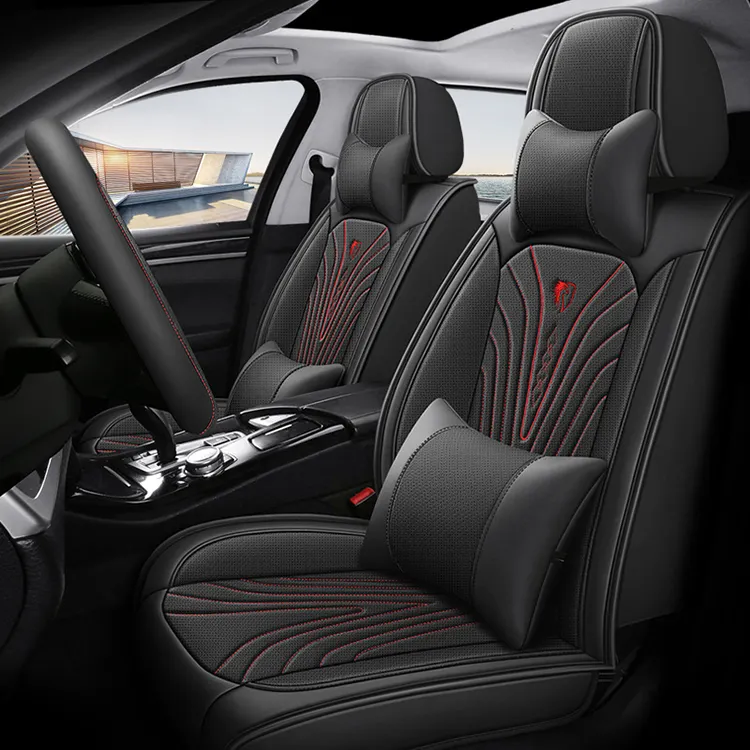 Venta caliente 5d-versión Nuevo Custom Transpirable Auto Four Seasons Leather Car Seat Cover Protector