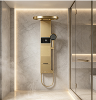 Ensemble de douche mural thermostatique moderne de luxe léger avec affichage numérique, en verre trempé, fonction massage, pour usage hôtelier