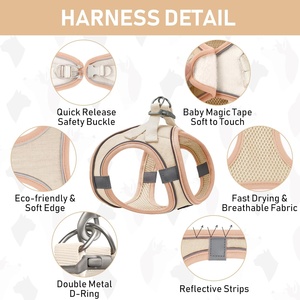 Set Harness Kucing Mewah Desain Khusus untuk Pelatihan, Kalung Anjing dengan Logo, Tali Kekang Anjing Model Step-in untuk Anak Anjing Ukuran Kecil dan Sedang - Product Image 3