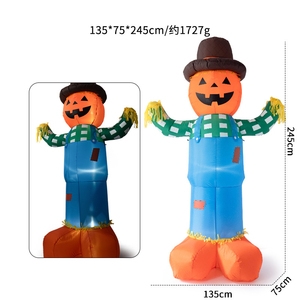210cm épouvantail lumineux plug-in gonflable fantôme citrouille homme et sangle pantalon Halloween ornement fête pelouse décoration - Product Image 5