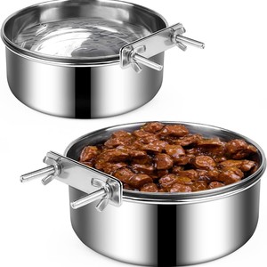 Bol pour chien en acier inoxydable, bols pour nourriture et eau pour chien, anti-déversement, bol suspendu pour animaux de compagnie avec vis pour cage, distributeur de nourriture pour chien - Product Image 1