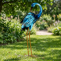 Sculpture de jardin en métal peint Chisheen, statue de grue et de héron bleu, grande décoration d'oiseau héron pour pelouse, bassin, patio, véranda