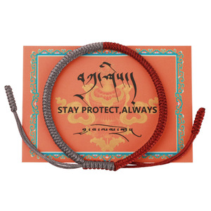 Pulsera tejida con nudo Vajra, pulsera protectora de monje ajustable, pulsera tejida roja de bendición de la suerte tibetana - Product Image 3