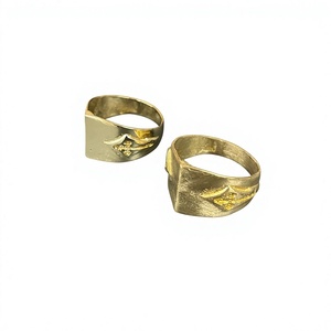 Geometric Antique Gold Plated Brass <b>Rings</b> Unisex Rustic <b>Plain</b> Band Daily Wear Jewelry - Product Image 1