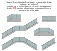 Balustrades et mains courantes de balcon en verre, robustes, modernes, en aluminium sans cadre, résistantes aux UV et à la rouille, à fixation au sol