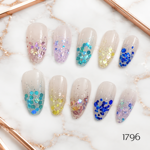 Glitter Press on Nails Full Cover False Nails ABS Plastic Pre Designed Finger Manicure Set - Product Image 2