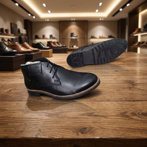 Bottes Chukka en cuir de vache noir pour homme BS INTERNATIONAL, à lacets, légères, logo personnalisable, décontractées, toutes saisons - Product Image 1