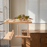 Plateforme de perchoir pour oiseaux en bois de pin massif, avec hamac, trampoline et échelle, jouet trois pièces pour perroquet