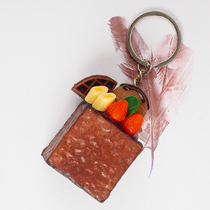 Hot Sale Faxu Ice Cream Cake Keychains Plastic <b>Cute</b> Key Chains Simulation Dessert for Car Keyring Gift Customized 3D Keychain - Product Image 2