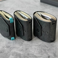Dompet Tali Uang Minimalis dengan Penutup Kancing, Organizer Penyimpanan Uang Berkapasitas Besar dari Kulit PU.