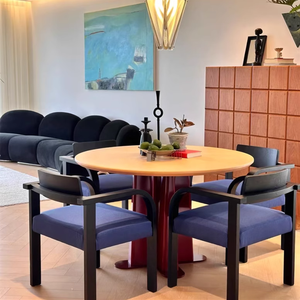 Tavolo da Pranzo in Legno Massello Rosso Antico, Design Italiano di Lusso Minimalista, Creativo e di Design, per Arredamento Casa e Uso Alberghiero - Product Image 4