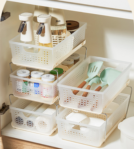 Blanc 2 niveaux cuisine salle à manger salle de bain organisateur plateau tiroir coulissant/<span class=keywords><strong>sous</strong></span>-évier stockage et organisation - Product Image 1