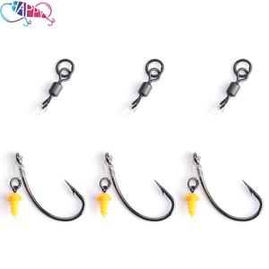 FTK 3 pièces/sac 2 #/4 #/6 # <span class=keywords><strong>pré</strong></span>-attaché carpe pêche cheveux plates-formes prêt à l'emploi Boilie appât carpe crochet de pêche ensemble carpe mangeoire plate-forme attirail - Product Image 3