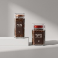 Botol Kaca Persegi 4oz 5oz 10oz 25oz dengan Tutup Logam Kedap Udara untuk Kemasan Biji Kopi Grosir