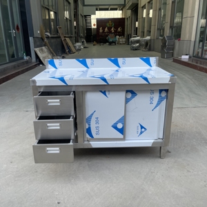 Bàn làm việc bằng thép không gỉ bàn làm việc thương mại chuẩn bị bàn làm việc nhà bếp 304 <span class=keywords><strong>SS</strong></span> bàn làm việc nặng - Product Image 2