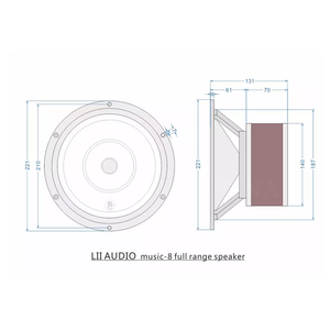 LII AUDIO Music-8 Altoparlante Full Range Diametro Esterno 221MM Diametro di Apertura 187MM Profondità di Svasatura 6MM 8ohm/50-80W (1 Pezzo) - Product Image 5