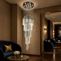 Lustre moderne en cristal K9 en spirale avec tiges triangulaires pour escalier, salon, villa, maison, luminaire suspendu au plafond