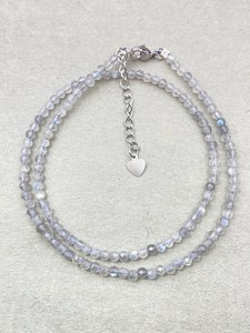 Collar de Cuentas de Cristal de Labradorita Facetada, Joyería Delicada con Piedras Preciosas, Cuentas Pequeñas Minimalistas Unisex de Moda - Product Image 5